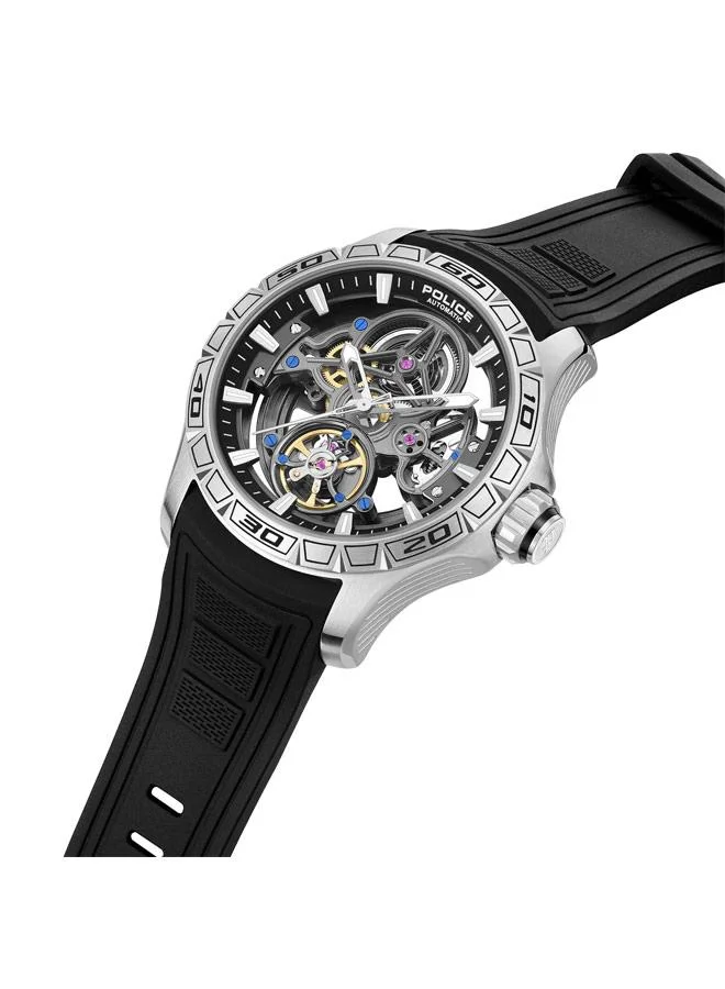 POLICE Spirit Gunmetal Dial Silicone Strap Analog Watch for Men, 45mm